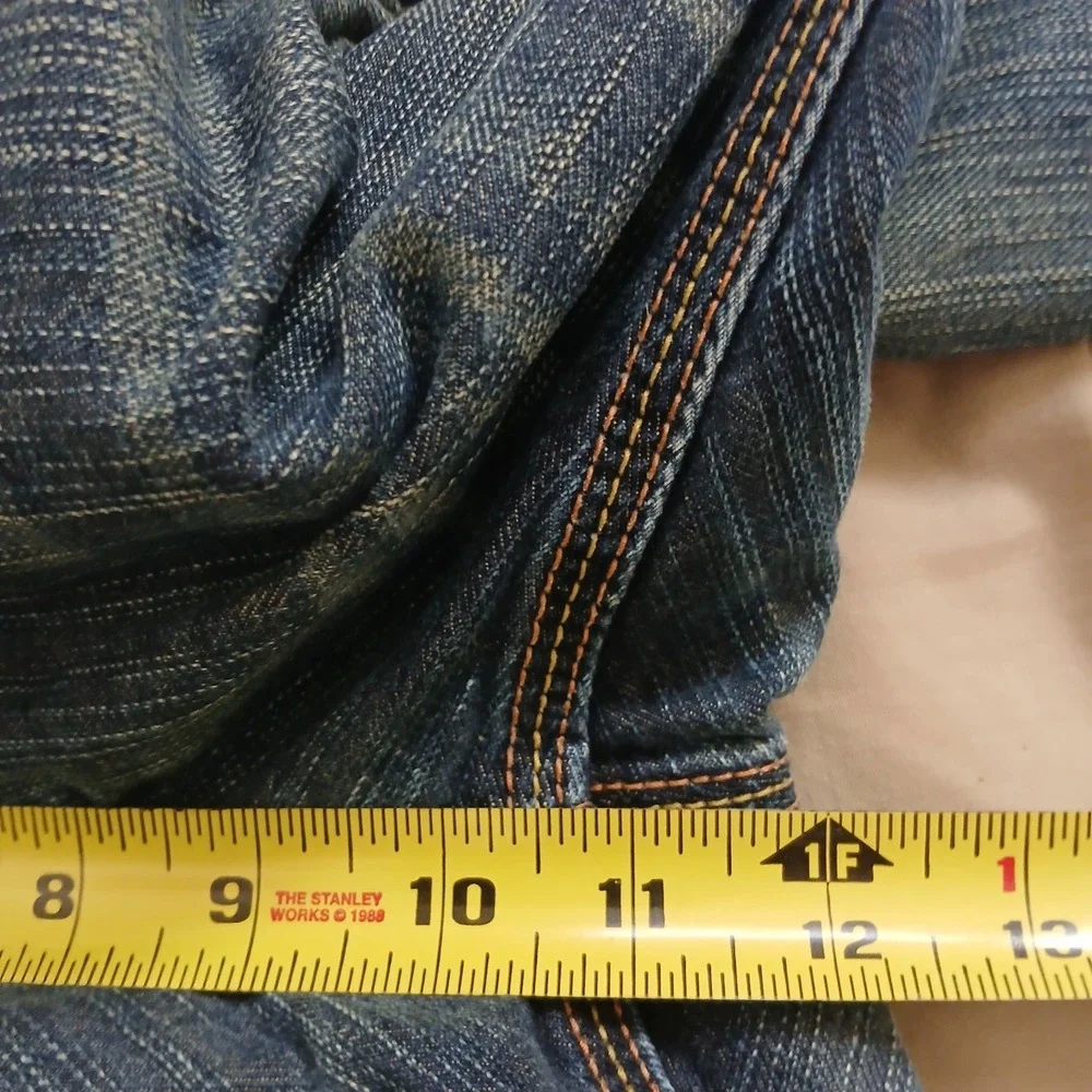 Edwin 414 XVS Jeans Mens 34 Tall (36x34) Blue Straight Leg Contrast Stitch